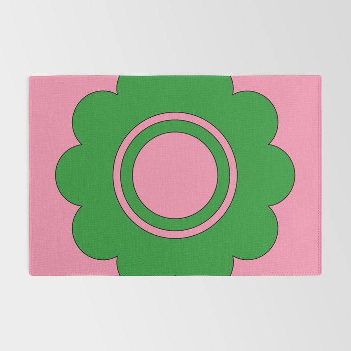 Cute Retro Flower Pink and Green Rug Gallery Image 2