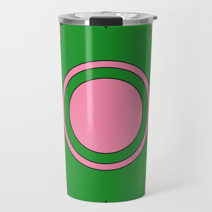 Cute Retro Flower Pink and Green Travel Mug Gallery Image 1