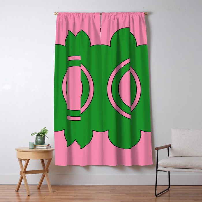 Cute Retro Flower Pink and Green Window Curtain Gallery Image 1