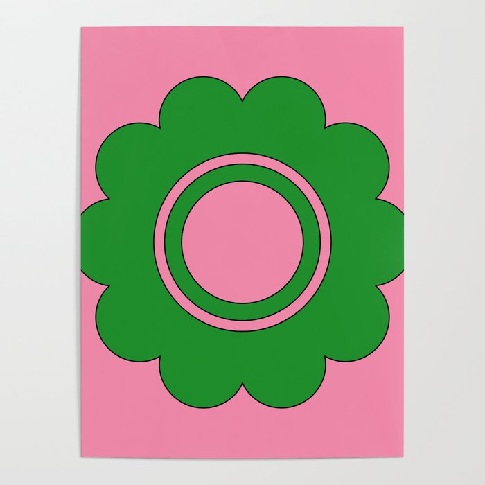 Cute Retro Flower Pink and Green Poster Gallery Image 4