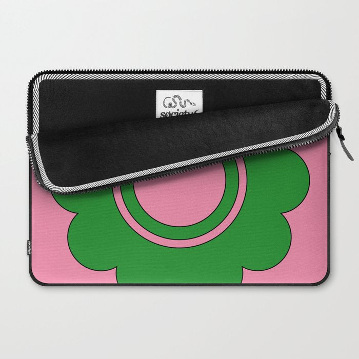 Cute Retro Flower Pink and Green Laptop Sleeve Gallery Image 2