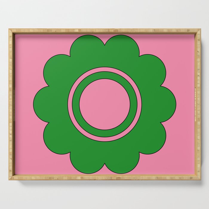 Cute Retro Flower Pink and Green Serving Tray Gallery Image 1
