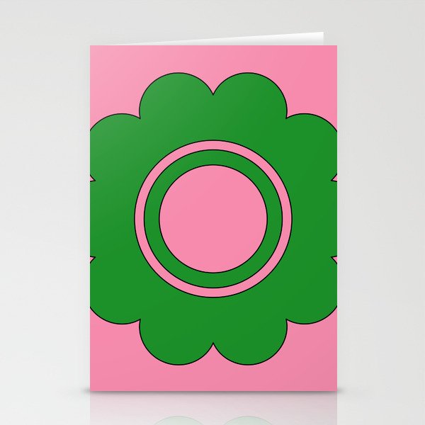 Cute Retro Flower Pink and Green Stationery Card Gallery Image 1