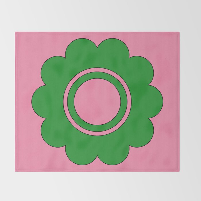 Cute Retro Flower Pink and Green Throw Blanket Gallery Image 2