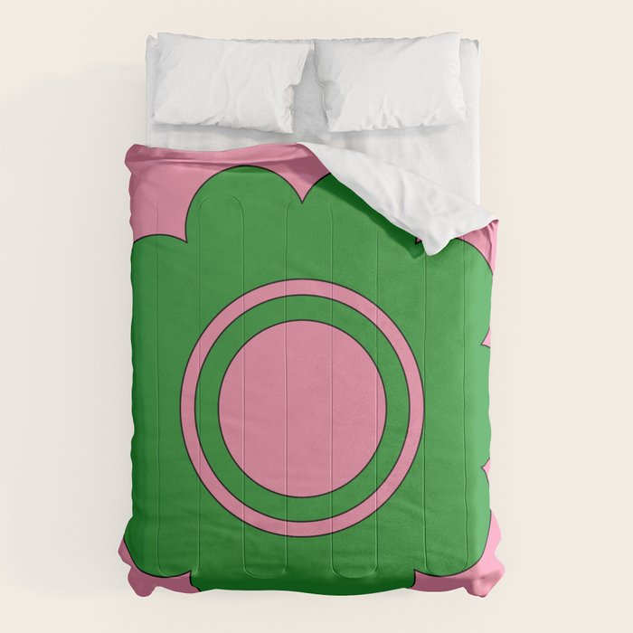 Cute Retro Flower Pink and Green Comforter Gallery Image 6