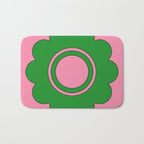 Cute Retro Flower Pink and Green Bath Mat Gallery Image 1