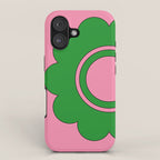 Cute Retro Flower Pink and Green iPhone Case Gallery Image 1