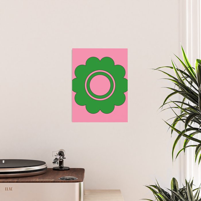 Cute Retro Flower Pink and Green Poster Gallery Image 2