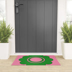 Cute Retro Flower Pink and Green Welcome Mat Gallery Image 3