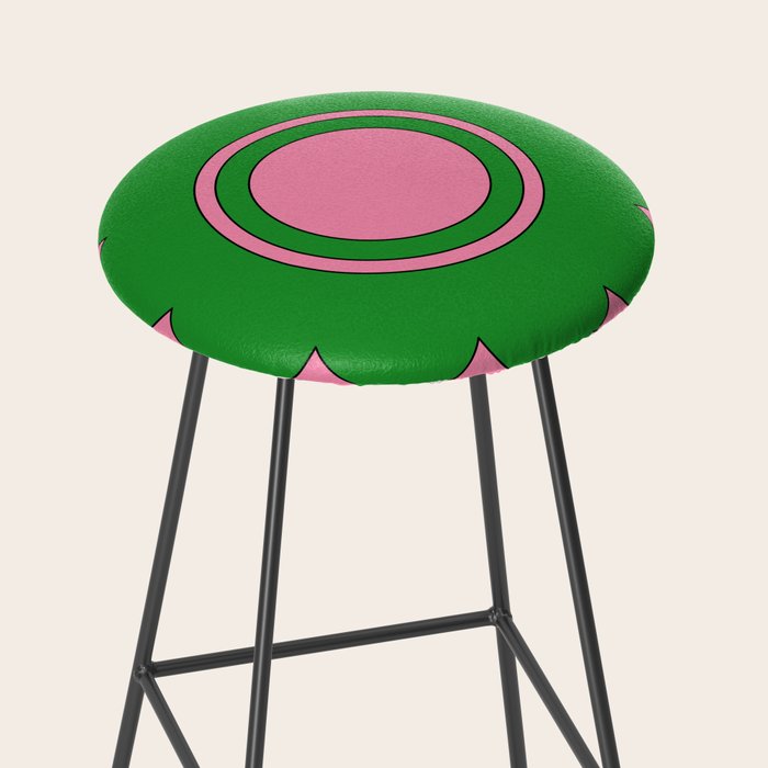 Cute Retro Flower Pink and Green Stool Gallery Image 2