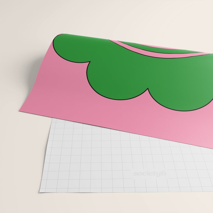 Cute Retro Flower Pink and Green Wrapping Paper Gallery Image 2