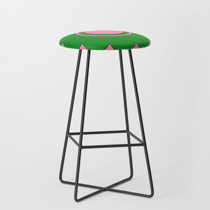 Cute Retro Flower Pink and Green Stool Gallery Image 1