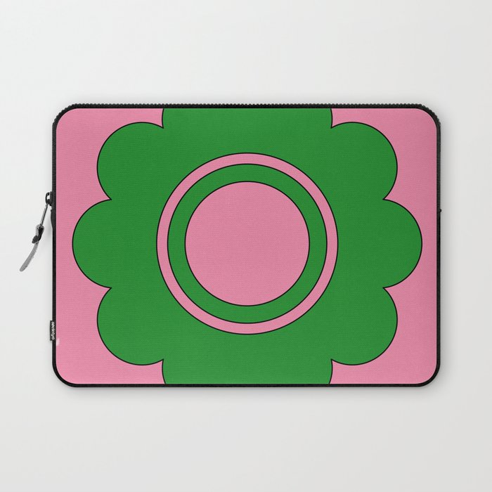 Cute Retro Flower Pink and Green Laptop Sleeve Gallery Image 1