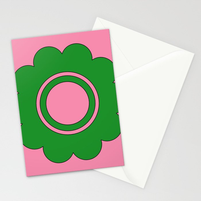 Cute Retro Flower Pink and Green Stationery Card Gallery Image 2