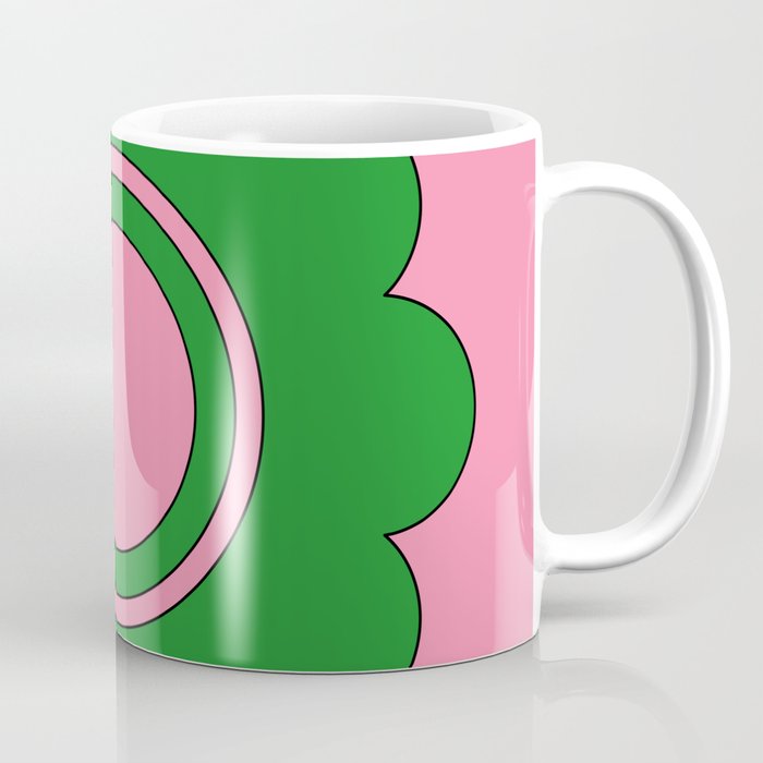 Cute Retro Flower Pink and Green Coffee Mug Gallery Image 1