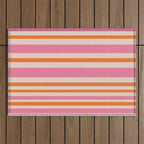 Variable Stripe Pattern in Retro Pink Orange Outdoor Rug Gallery Image 1