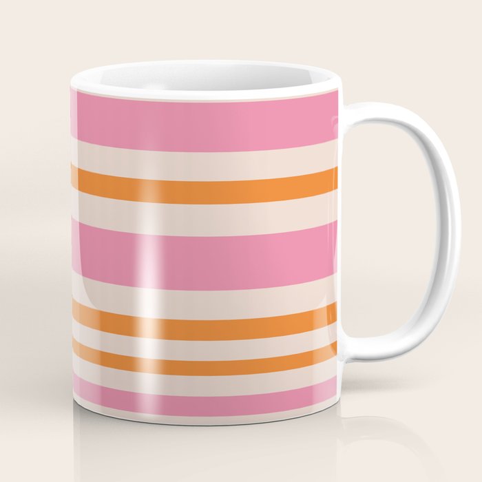 Variable Stripe Pattern in Retro Pink Orange Coffee Mug Gallery Image 1