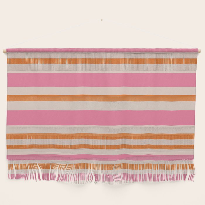 Variable Stripe Pattern in Retro Pink Orange Wall Hanging Gallery Image 1