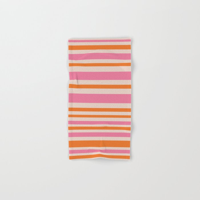 Variable Stripe Pattern in Retro Pink Orange Bath Towel Gallery Image 1