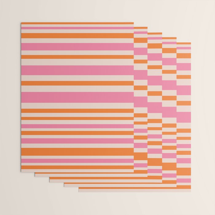 Variable Stripe Pattern in Retro Pink Orange Wrapping Paper Gallery Image 3