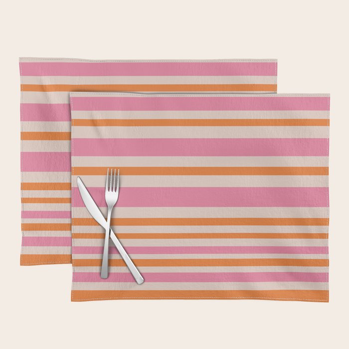 Variable Stripe Pattern in Retro Pink Orange Placemat Gallery Image 1