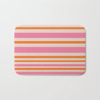 Variable Stripe Pattern in Retro Pink Orange Bath Mat Gallery Image 1