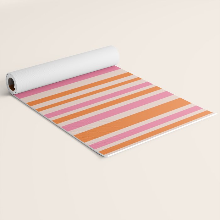 Variable Stripe Pattern in Retro Pink Orange Yoga Mat Gallery Image 2
