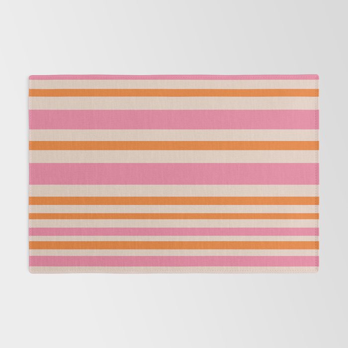 Variable Stripe Pattern in Retro Pink Orange Rug Gallery Image 2