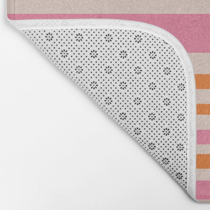 Variable Stripe Pattern in Retro Pink Orange Bath Mat Gallery Image 2