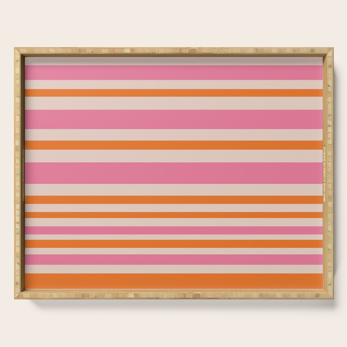 Variable Stripe Pattern in Retro Pink Orange Serving Tray Gallery Image 1