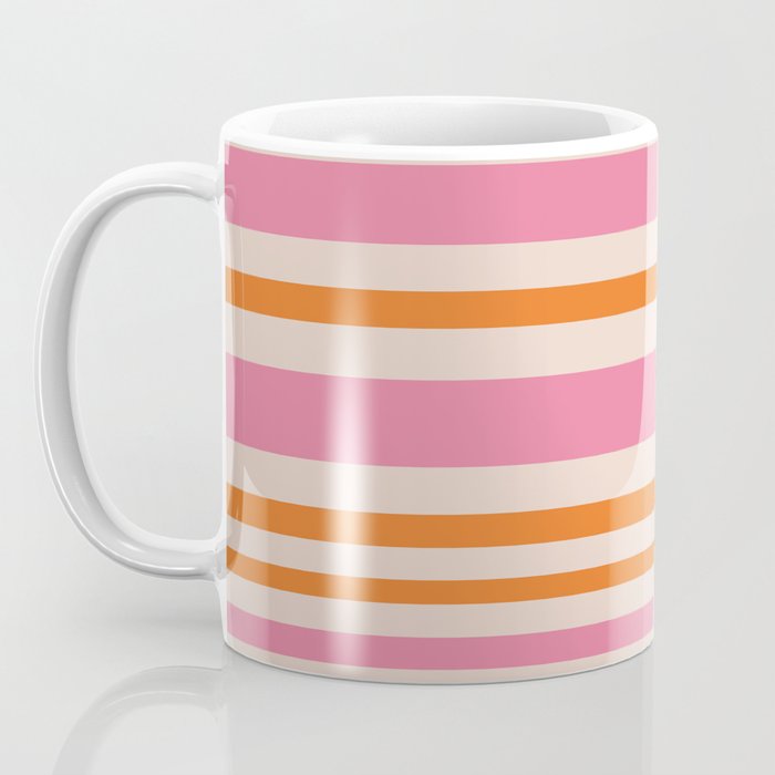 Variable Stripe Pattern in Retro Pink Orange Coffee Mug Gallery Image 3