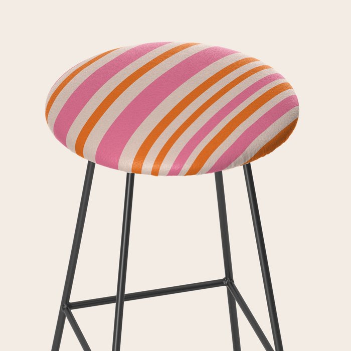 Variable Stripe Pattern in Retro Pink Orange Stool Gallery Image 2