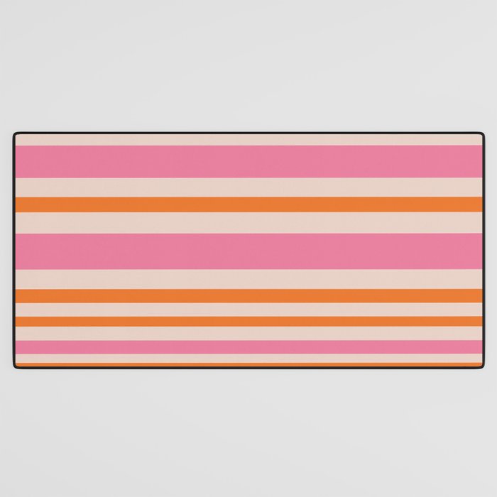 Variable Stripe Pattern in Retro Pink Orange Desk Mat Gallery Image 3