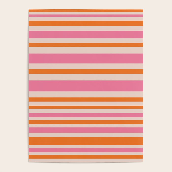 Variable Stripe Pattern in Retro Pink Orange Poster Gallery Image 1