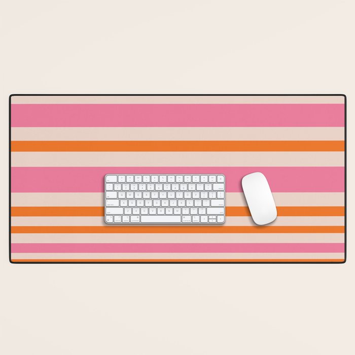 Variable Stripe Pattern in Retro Pink Orange Desk Mat Gallery Image 1