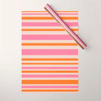 Variable Stripe Pattern in Retro Pink Orange Wrapping Paper Gallery Image 1