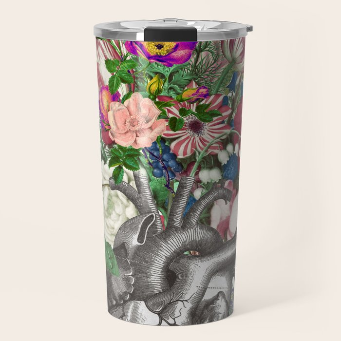Anatomical heart and flowers Travel Mug Gallery Image 1