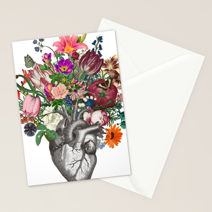 Anatomical heart and flowers Stationery Card Gallery Image 2