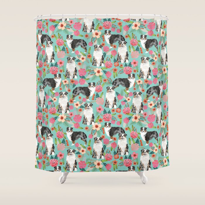 Australian Shepherd owners dog breed cute herding dogs aussie dogs animal pet portrait dog art Shower Curtain Gallery Image 1