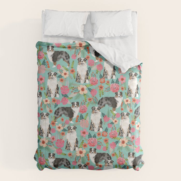 Australian Shepherd owners dog breed cute herding dogs aussie dogs animal pet portrait dog art Comforter Gallery Image 1