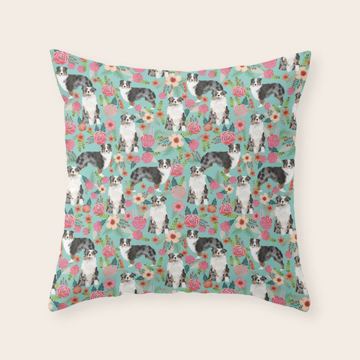 Australian Shepherd owners dog breed cute herding dogs aussie dogs animal pet portrait dog art Throw Pillow Gallery Image 1
