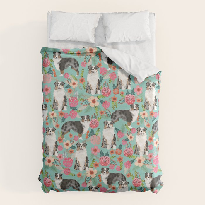 Australian Shepherd owners dog breed cute herding dogs aussie dogs animal pet portrait dog art Duvet Cover Gallery Image 6