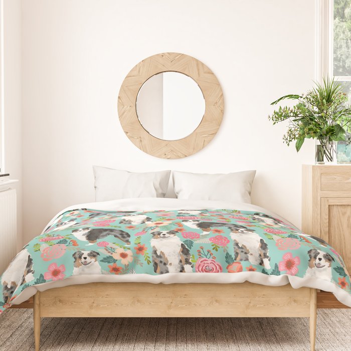Australian Shepherd owners dog breed cute herding dogs aussie dogs animal pet portrait dog art Duvet Cover Gallery Image 3