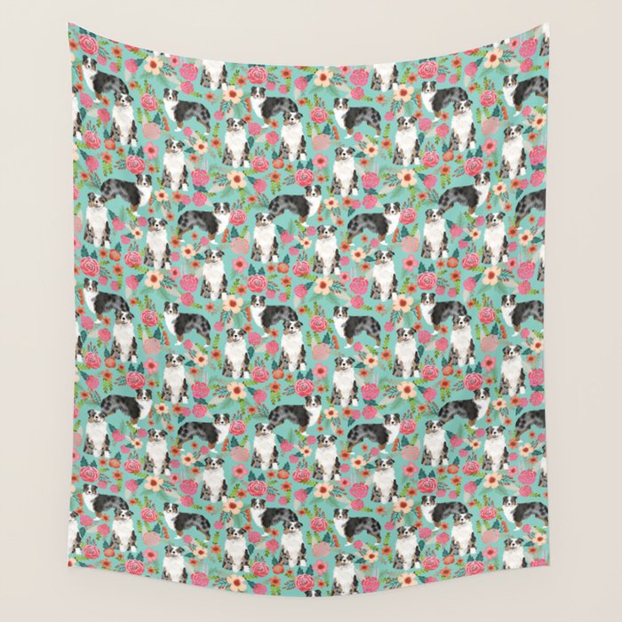 Australian Shepherd owners dog breed cute herding dogs aussie dogs animal pet portrait dog art Wall Tapestry Gallery Image 4