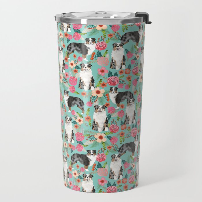 Australian Shepherd owners dog breed cute herding dogs aussie dogs animal pet portrait dog art Travel Mug Gallery Image 2