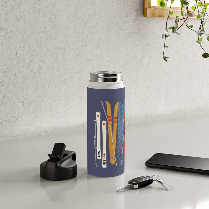 Retro Colorful Skis Water Bottle Gallery Image 4