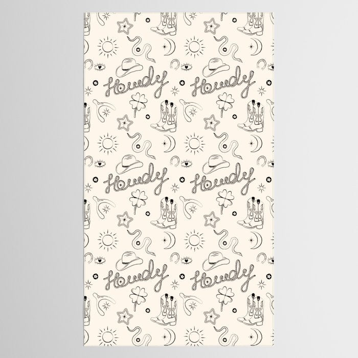 Howdy. Black and White Good Luck Charms Tablecloth Gallery Image 2