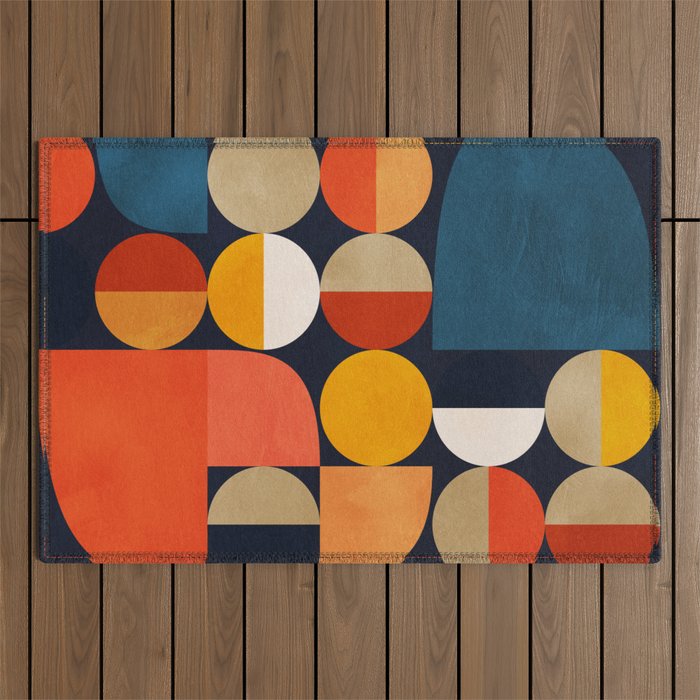 mid century geometric abstract Outdoor Rug Gallery Image 1