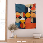 mid century geometric abstract Wall Tapestry Gallery Image 2