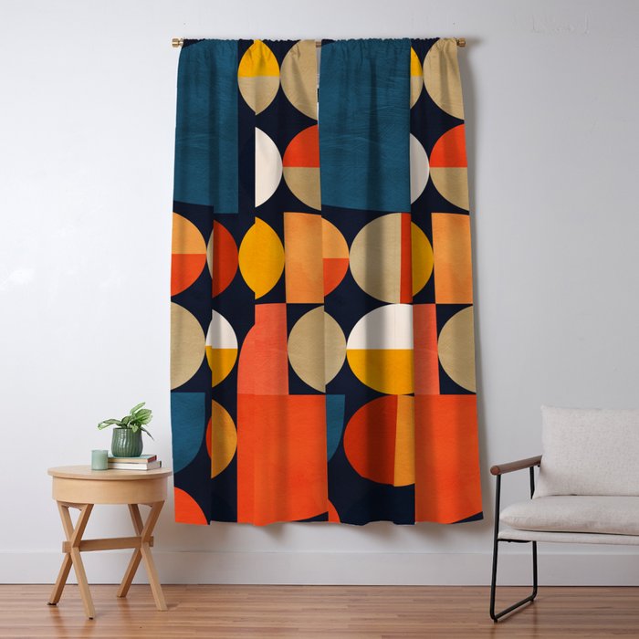 mid century geometric abstract Window Curtain Gallery Image 5